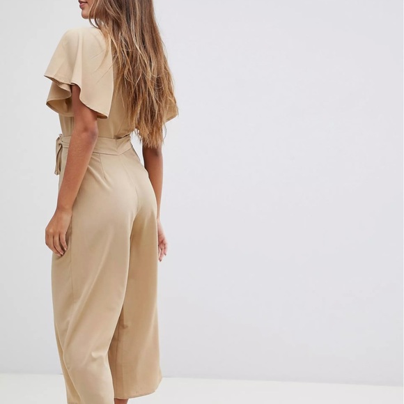ASOS DESIGN tea jumpsuit with button front and tie detail - Picture 2 of 5
